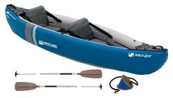 Sevylor Kayak Gonflable Adventure Kit, Canoë Canadien 2 Personnes, Kayak de Mer, 314 x 88 cm, incl. Pagaie et Pompe à Pied