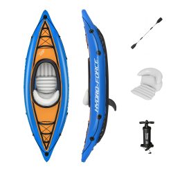 Bestway Kayak Hydro Force Cove Champion - Gonflable - 1 Place - avec Pompe et Pagaie - Bleu